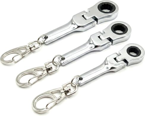 (8mm + 10mm + 12mm) Wrench Keychain Set - Mini Ratcheting Metric Box End Spanner, Compact Pocket Size Gear Wrench with Swivel Lobster Clasp Key Ring – EDC Tool for Automotive, Motorcycle & DIY in Saudi Arabia