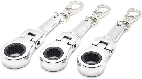 (8mm + 10mm + 12mm) Wrench Keychain Set - Mini Ratcheting Metric Box End Spanner, Compact Pocket Size Gear Wrench with Swivel Lobster Clasp Key Ring – EDC Tool for Automotive, Motorcycle & DIY in Saudi Arabia