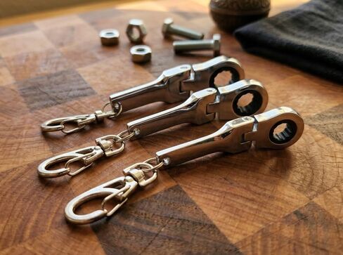 (8mm + 10mm + 12mm) Wrench Keychain Set - Mini Ratcheting Metric Box End Spanner, Compact Pocket Size Gear Wrench with Swivel Lobster Clasp Key Ring – EDC Tool for Automotive, Motorcycle & DIY in Saudi Arabia
