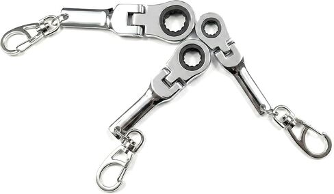 (8mm + 10mm + 12mm) Wrench Keychain Set - Mini Ratcheting Metric Box End Spanner, Compact Pocket Size Gear Wrench with Swivel Lobster Clasp Key Ring – EDC Tool for Automotive, Motorcycle & DIY in Saudi Arabia