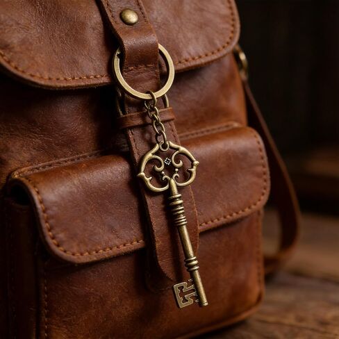 سلسلة مفاتيح هيكل عظمي عتيقة للنساء والرجال، لون برونزي كبير وحلقة مفاتيح قديمة، قلادة حقيبة قوطية لمفاتيح مكتب السيارة وهدايا ديكور الظهر in Kuwait
