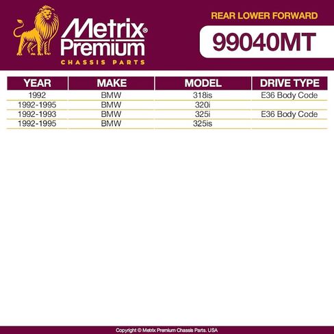 Metrix Premium Chassis Parts - 2 PC Rear Lower Forward Control Arm Kit Fits 04-10 BMW X3, 03-16 Z4, 01-05 320i, 01 323i (Mexico), 01-06 325Ci, 01-05 325i, 01-05 325xi, RK642748, Made in Europe in Saudi Arabia