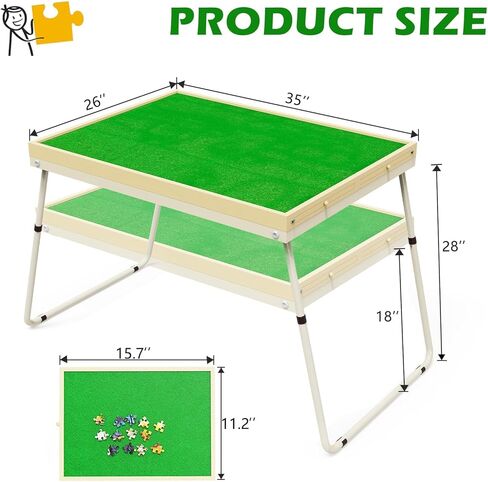 RAGOZONERY Jigsaw Puzzle Table 1500pcs,18-28in Height Adjustable and Five Up Angles Puzzle Tables with Drawers,Jigsaw Puzzle Board with Cover,Puzzle Tables for Adults in Kuwait