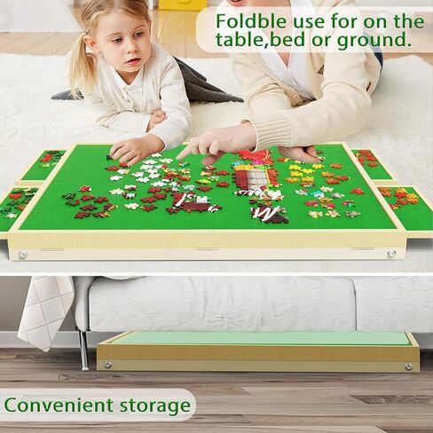 RAGOZONERY Jigsaw Puzzle Table 1500pcs,18-28in Height Adjustable and Five Up Angles Puzzle Tables with Drawers,Jigsaw Puzzle Board with Cover,Puzzle Tables for Adults in Kuwait