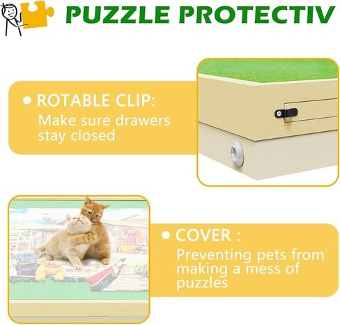 RAGOZONERY Jigsaw Puzzle Table 1500pcs,18-28in Height Adjustable and Five Up Angles Puzzle Tables with Drawers,Jigsaw Puzzle Board with Cover,Puzzle Tables for Adults in Kuwait