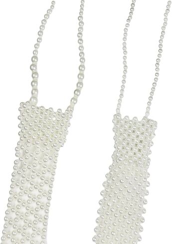 Vintage Pearl Necktie Collarbone Necklace for Women Men Elegant Adjustable Neck Ties Nightclub Party Stage Accessories in Saudi Arabia
