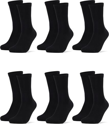 Mens Dress Socks Size 8-13 6 Pack Black Combed Cotton Crew Breathable for Buisness and Casual in Saudi Arabia