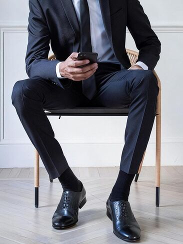 Mens Dress Socks Size 8-13 6 Pack Black Combed Cotton Crew Breathable for Buisness and Casual in Saudi Arabia