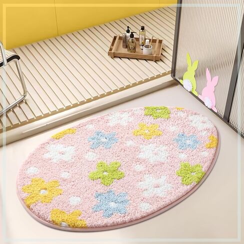 Easter Bathroom Rug 20x30 Inch, Spring Soft and Absorbent Tufted Egg Bath Rug Non Slip Washable, Cute Easter Rug Decor Holiday Decorations in Kuwait
