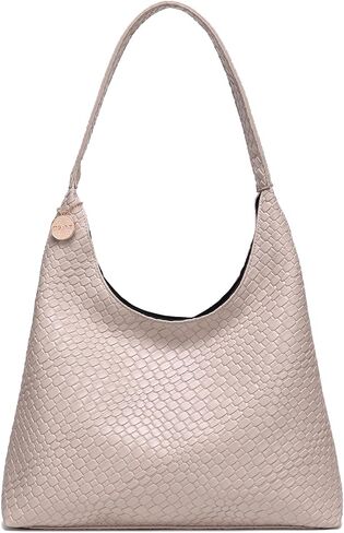 Woven Tote Bag for Women, Vegan Leather Purses, Large Slouchy Shoulder Hobo Bags, Handbag with Zipper for Everyday in Saudi Arabia