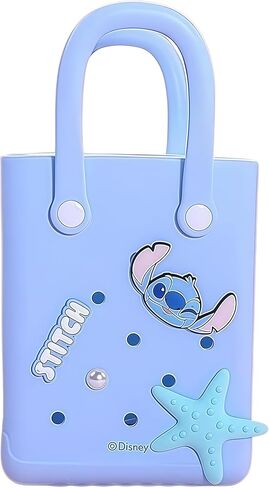 حقيبة حمل من MINISO Disney Lilo & Stitch Series EVA، أزرق فاتح، موضوع شخصية الغرز، نجم البحر المزخرف ولمسات من اللؤلؤ in Saudi Arabia