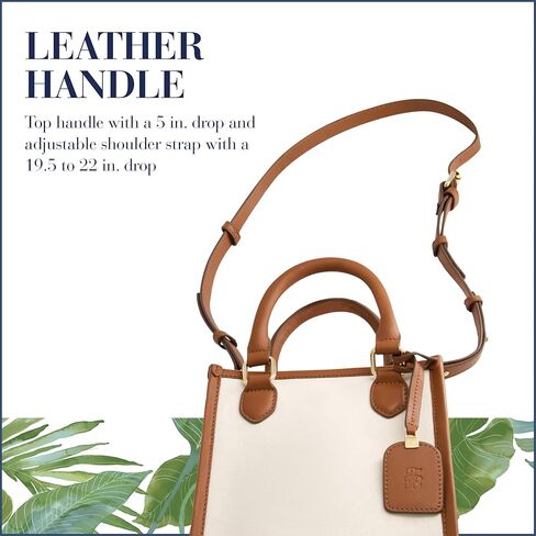 Tommy Bahama Women's Tote Bag, North South Canvas Travel Purse Handbag with Adjustable Shoulder Strap and Leather Trim, Natural in Saudi Arabia