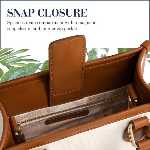 Tommy Bahama Women's Tote Bag, North South Canvas Travel Purse Handbag with Adjustable Shoulder Strap and Leather Trim, Natural in Saudi Arabia