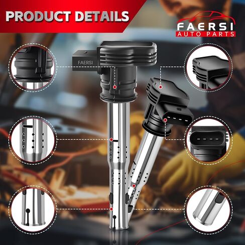 مجموعة FAERSI مكونة من 4 ملفات إشعال متوافقة مع Volkswagen VW Jetta Rabbit Beetle Passat Golf Tiguan A3 A4 A5 A6 Q5 TT 2004-2018 2.5L L5 بديل لـ 07K905715A UF575 in Saudi Arabia