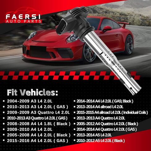 مجموعة FAERSI مكونة من 4 ملفات إشعال متوافقة مع Volkswagen VW Jetta Rabbit Beetle Passat Golf Tiguan A3 A4 A5 A6 Q5 TT 2004-2018 2.5L L5 بديل لـ 07K905715A UF575 in Saudi Arabia