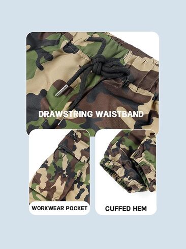 Men's Relaxed Fit Carpenter Pants - Military Green Camo Pattern with Stretch for Casual Use in Saudi Arabia