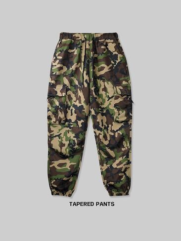 Men's Relaxed Fit Carpenter Pants - Military Green Camo Pattern with Stretch for Casual Use in Saudi Arabia