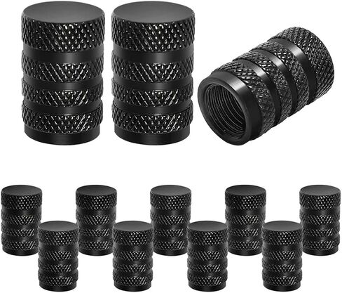 12PCS Tire Valve Stem Caps, Air Caps Cover, Aluminum Tire Valve Cap Set, Universal Stem Covers for Cars Trucks Motorcycles SUVs and Bikes -Black in Saudi Arabia