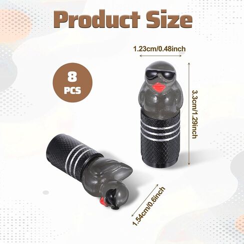 8 Pack Funny Duck Sunglasses Car Tire Valve Caps, Tire Valve Stem Caps Cover for Car SUV Truck, Corrosion Resistant Premium Anodized Alloy Car Tire Valve Caps, Decorative Tire Valve Caps in Saudi Arabia
