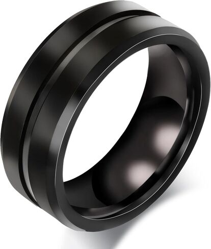 MMTTAO الرجال خاتم التيتانيوم العصابات الزفاف للرجال النساء 6MM 8MM 10MM أسود / أزرق / فضي خاتم الخطوبة خواتم الزفاف حافة مشطوفة نحى ماتي مصقول ومصقول مركز مخدد الراحة تناسب حجم 6-13 in Kuwait