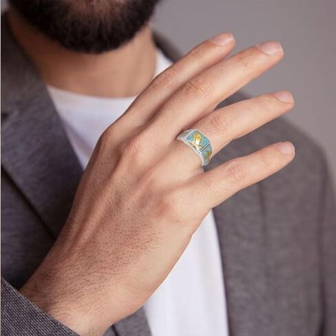 Praying Hands Rings 925 Sterling Silver Serenity Prayer Turquoise Ring Christian Rings for Men Christian Jewelry Gifts for Men in Saudi Arabia