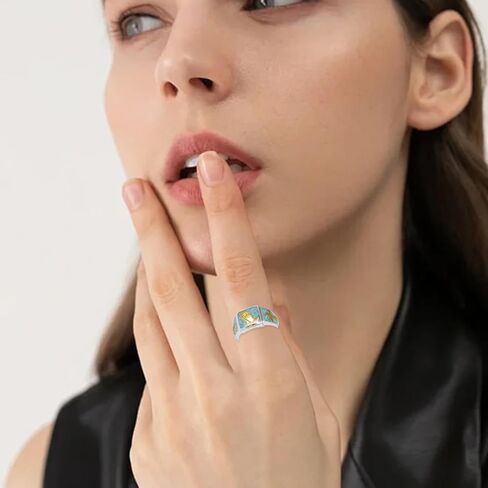 Praying Hands Rings 925 Sterling Silver Serenity Prayer Turquoise Ring Christian Rings for Men Christian Jewelry Gifts for Men in Saudi Arabia