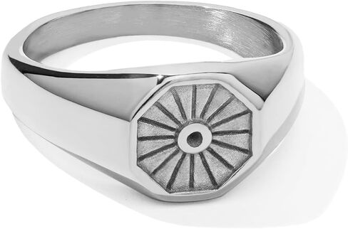 Gold Silver Signet Ring For Women Men, Pinky Statement Hexagon Sun Signet, Non-Tarnish 18K Gold Plated Stainless Steel Comfort Fit Size 4 5 6 7 8 9 10 in Kuwait