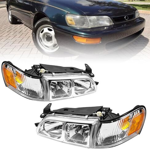 YLT AUTO 4PCS Black Clear Headlights and Corner Lamp Compatible with 1993-1997 Toyota Corolla,Corner Signal for 93-97 Toyota Corolla JDM Style in Saudi Arabia