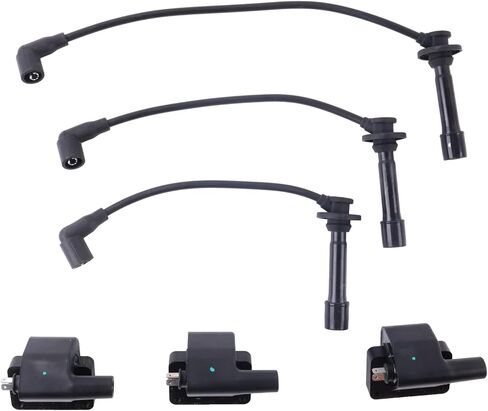 3PCS Ignition Coil MIA11721 & 3PCS Plug Wire MIA11722 MIA11723 MIA11724 Compatible with John Deere XUV825i S4 Gator Utility Vehicles in Saudi Arabia