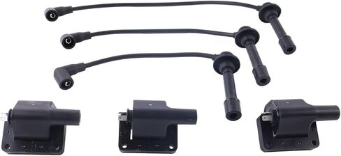 3PCS Ignition Coil MIA11721 & 3PCS Plug Wire MIA11722 MIA11723 MIA11724 Compatible with John Deere XUV825i S4 Gator Utility Vehicles in Saudi Arabia