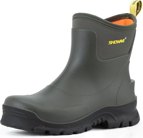 Showave Men's Short Rubber Rain Boots Waterproof Mud Booties for Outdoor Working Insulation Garden Farm Boot Lightweight Slip-on Rain Footwear in Saudi Arabia