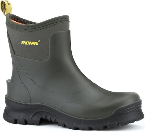 Showave Men's Short Rubber Rain Boots Waterproof Mud Booties for Outdoor Working Insulation Garden Farm Boot Lightweight Slip-on Rain Footwear in Saudi Arabia