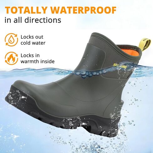 Showave Men's Short Rubber Rain Boots Waterproof Mud Booties for Outdoor Working Insulation Garden Farm Boot Lightweight Slip-on Rain Footwear in Saudi Arabia