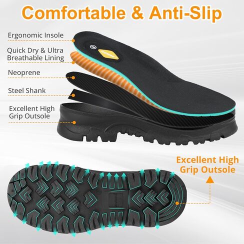 Showave Men's Short Rubber Rain Boots Waterproof Mud Booties for Outdoor Working Insulation Garden Farm Boot Lightweight Slip-on Rain Footwear in Saudi Arabia