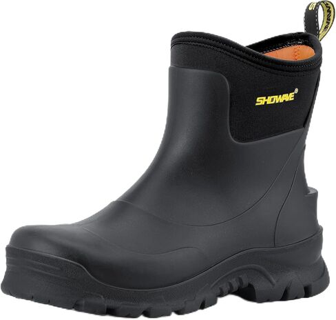 Showave Men's Short Rubber Rain Boots Waterproof Mud Booties for Outdoor Working Insulation Garden Farm Boot Lightweight Slip-on Rain Footwear in Kuwait