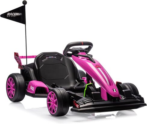 GarveeLife 24V Electric Drift Kart for Kids, Ride Car with Adjustable Seat & 8.5MPH Speed, EVA Silent Wheels, Parent-Safety Certified Ride-On Toy in Saudi Arabia