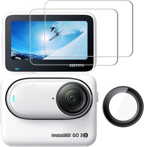 Lens Guard Protector for Insta360 GO 3s LCD Screen + Insta 360 Lens [1+2 Pack] Tempered Glass Bubble Free in Kuwait