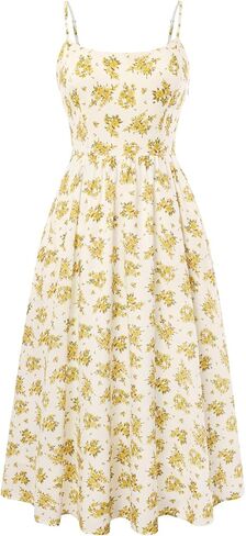 Belle Poque Floral Dress for Women 2026 Summer Sleeveless Midi Sun Dresses A-line Beach Elegant Sundresses with Pockets in Saudi Arabia