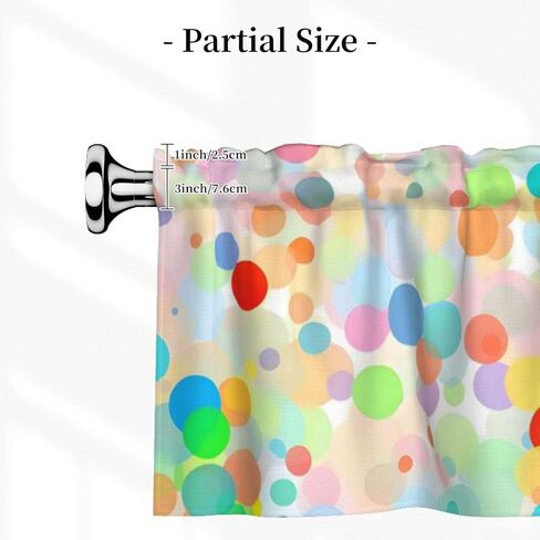 Short Rod Pocket Curtain Valance,Bright and Colorful Dots Window Treatment Decor Curtains for Kitchen Living Room, Bedroom, 1 Panel, 54" W x 18" L in Saudi Arabia