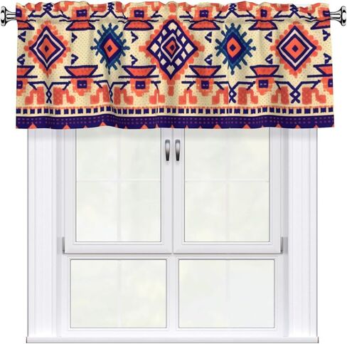 Short Rod Pocket Curtain Valance,Bright and Colorful Dots Window Treatment Decor Curtains for Kitchen Living Room, Bedroom, 1 Panel, 54" W x 18" L in Saudi Arabia