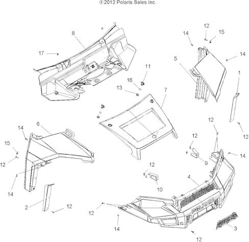 توهج الحاجز الأمامي الأيسر من Polaris، أسود لامع، لموديلات RANGER المحددة، OEM الأصلي - الجزء 5439011-070 in Saudi Arabia