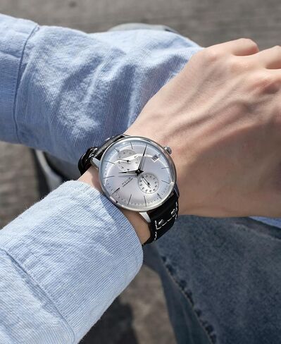 FEICE Men's Automatic Watch Mechanical Watch Stainless Steel Leather Band Watches Analog Curved Mirror Brushed Finish Casual Dress Watches for Men #FM212 (White) in Kuwait