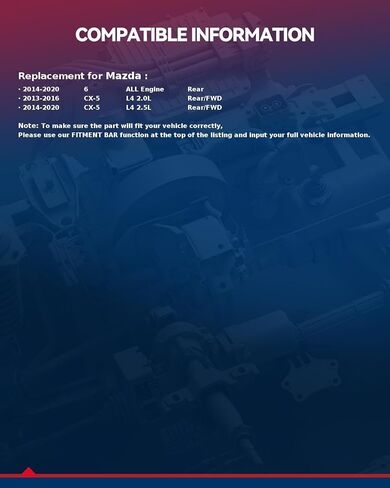 KAX 512519 زوج محمل العجلات الخلفية متوافق مع 2013-2020 Mazda CX-5 FWD، 2014-2020 Mazda 6,5 ​​Lugs in Saudi Arabia