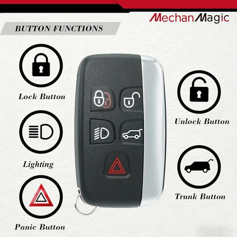 استبدال MechanMagic Smart Key Fob يناسب Land Rover Range Rover Discovery Evoque Jaguar F-Pace F-Type XE XF XJ 2011-2019 KOBJTF10A للتحكم عن بعد للدخول بدون مفتاح مع in Kuwait