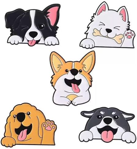 مجموعة دبابيس مينا للكلاب مكونة من 5 قطع - دبابيس لطيفة ومضحكة لحقائب الظهر والسترات والقبعات والهدايا - دبابيس معدنية قابلة للتجميع لأصحاب الحيوانات الأليفة وعشاق الحيوانات in Kuwait