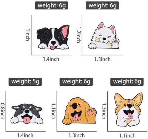 مجموعة دبابيس مينا للكلاب مكونة من 5 قطع - دبابيس لطيفة ومضحكة لحقائب الظهر والسترات والقبعات والهدايا - دبابيس معدنية قابلة للتجميع لأصحاب الحيوانات الأليفة وعشاق الحيوانات in Kuwait