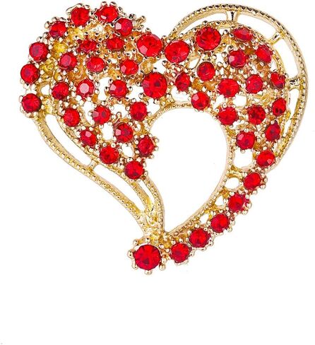 ONLYJUMP Red Crystal Heart Brooch Pin Vintage Rhinestone Design Alloy Steel Material for Wedding Bridal Prom Party Accessories in Saudi Arabia