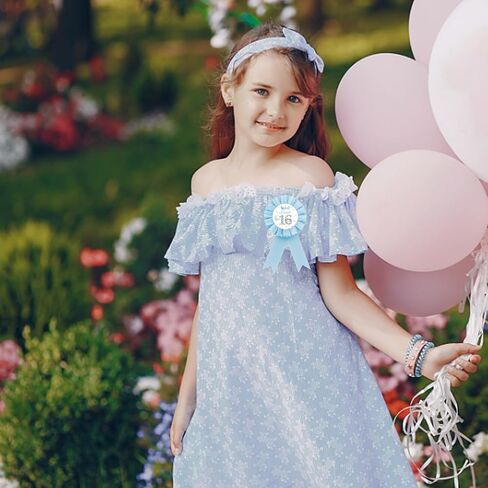 Sweet 16 Tinplate Badge Pin, Blue Rosette 16th Birthday Button Pin, Blue Crown Sweet Sixteen Award Ribbon Brooch for Birthday Party Supplies in Saudi Arabia