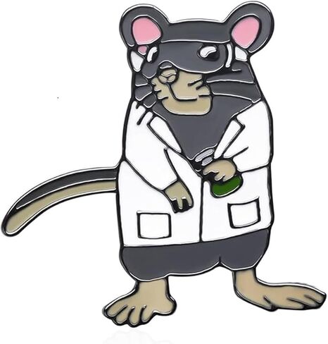 Laboratory Mouse Enamel Pin, Scientist Rat Brooch, White Lab Coat Design, 1.18 x 0.98 inches, 1/2/5/12pcs in Saudi Arabia