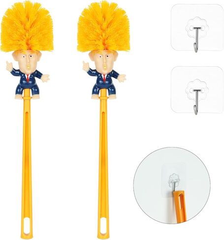 قطعتان من فرشاة المرحاض ترامب المضحكة مع خطافات لاصقة، أداة تنظيف فرشاة المرحاض المزحة، تجعل المرحاض رائعًا مرة أخرى، هدية الكمامة لديكور الحمام، الترحيب بالمنزل الجديد، حفلة الفيل الأبيض in Kuwait